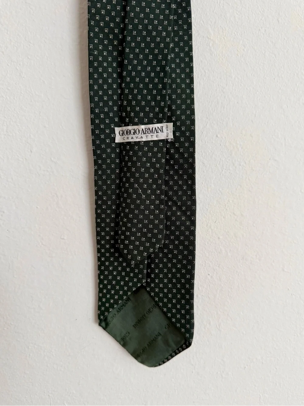 Giorgio Armani Dark Green Micro-Pattern Silk Tie